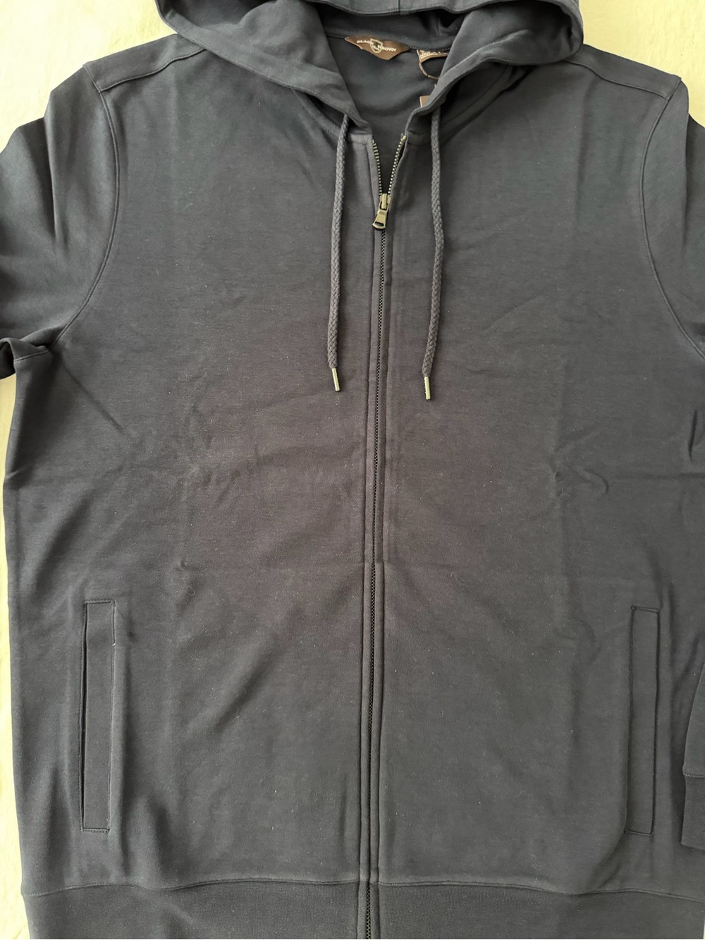 Black Brown 1826 Men's Black Zip-Up Hoodie Sweater in Dark Navy
